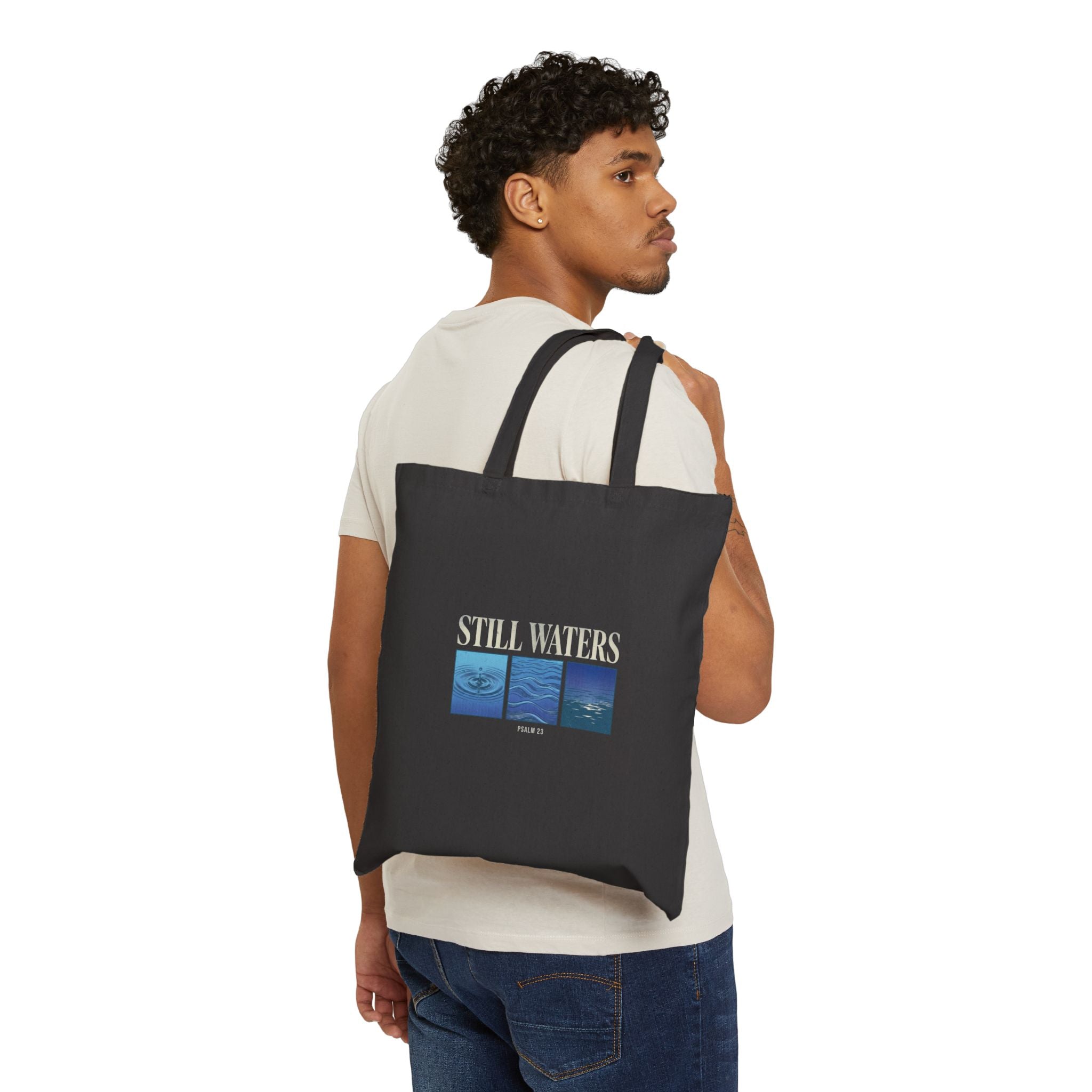 Still Waters Tote | Christian Streetwear, Groovy Script, Vintage-Wash Canvas