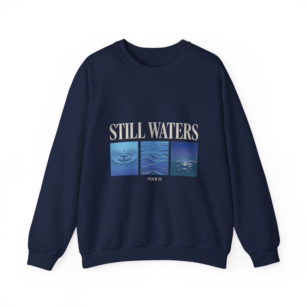 Still Waters Crewneck Sweatshirt | Christian Streetwear, Vintage Wash Typography