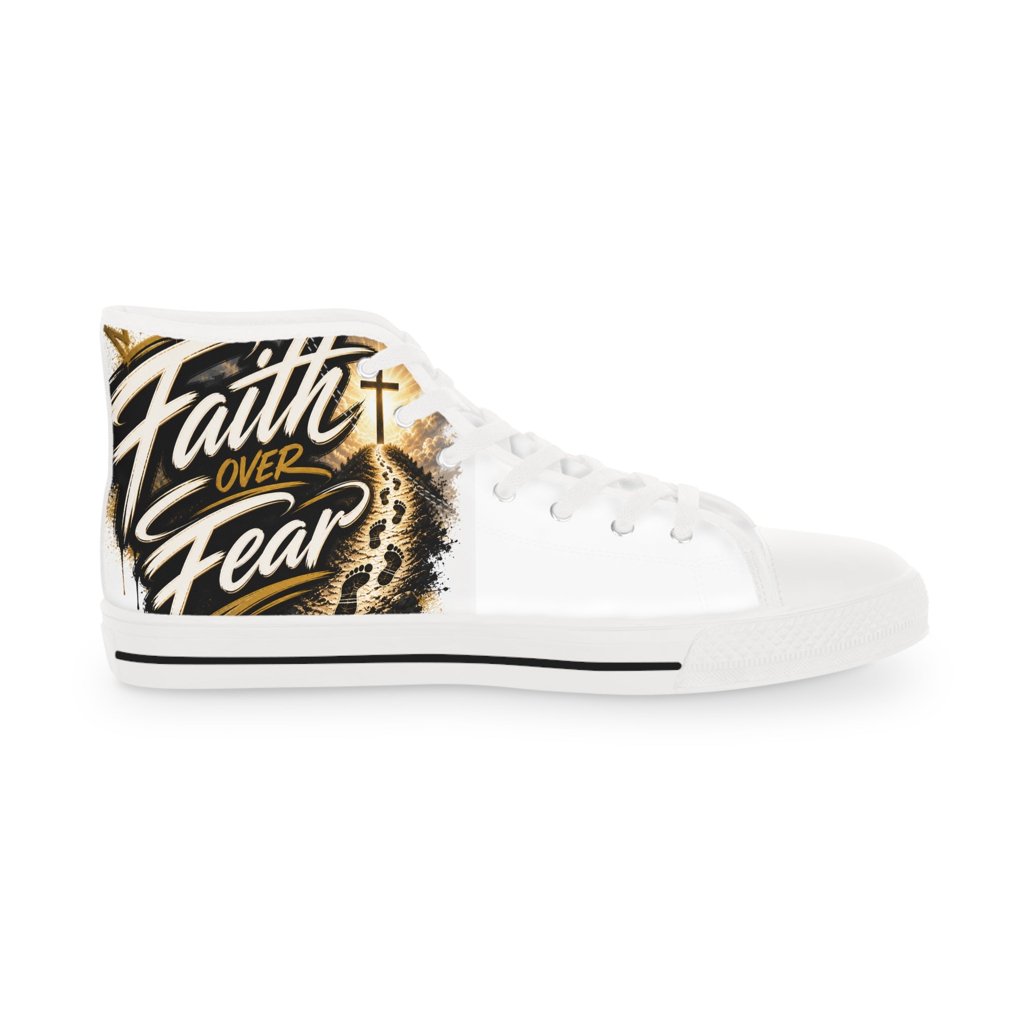 Faith Over Fear High-Top Sneakers — Men's Inspirational Canvas Shoes