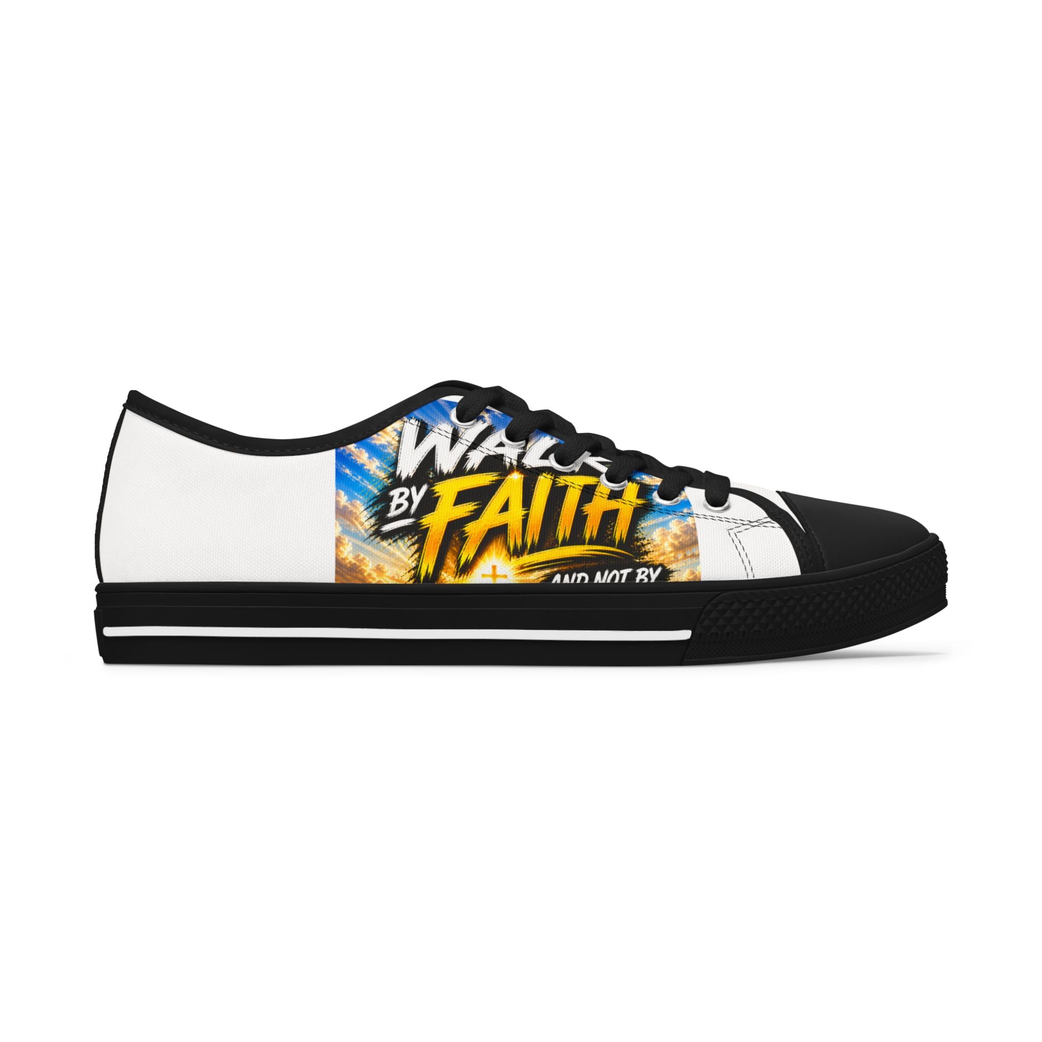 Women's Low Top Sneakers — 'Walk by Faith' Inspirational Canvas Shoes