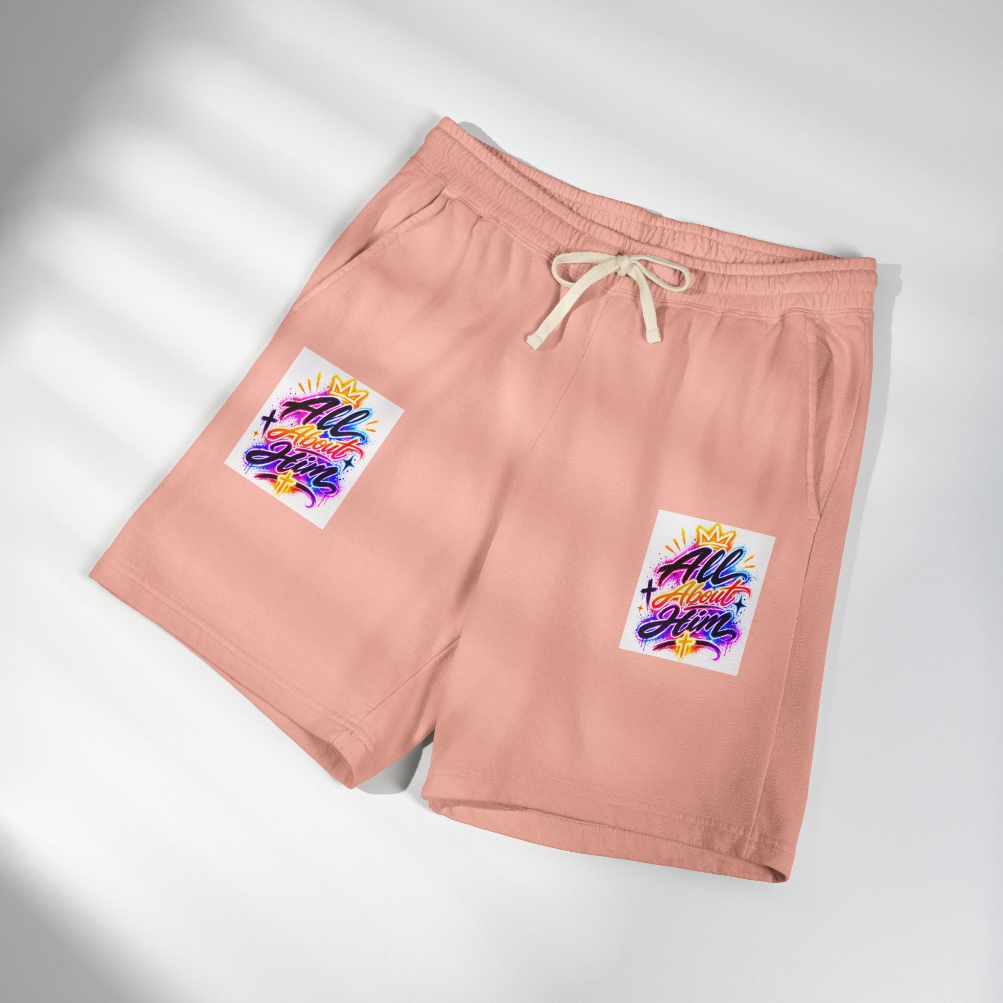 Fleece Sweat Shorts — "All The Time" Colorful Script Lounge Shorts