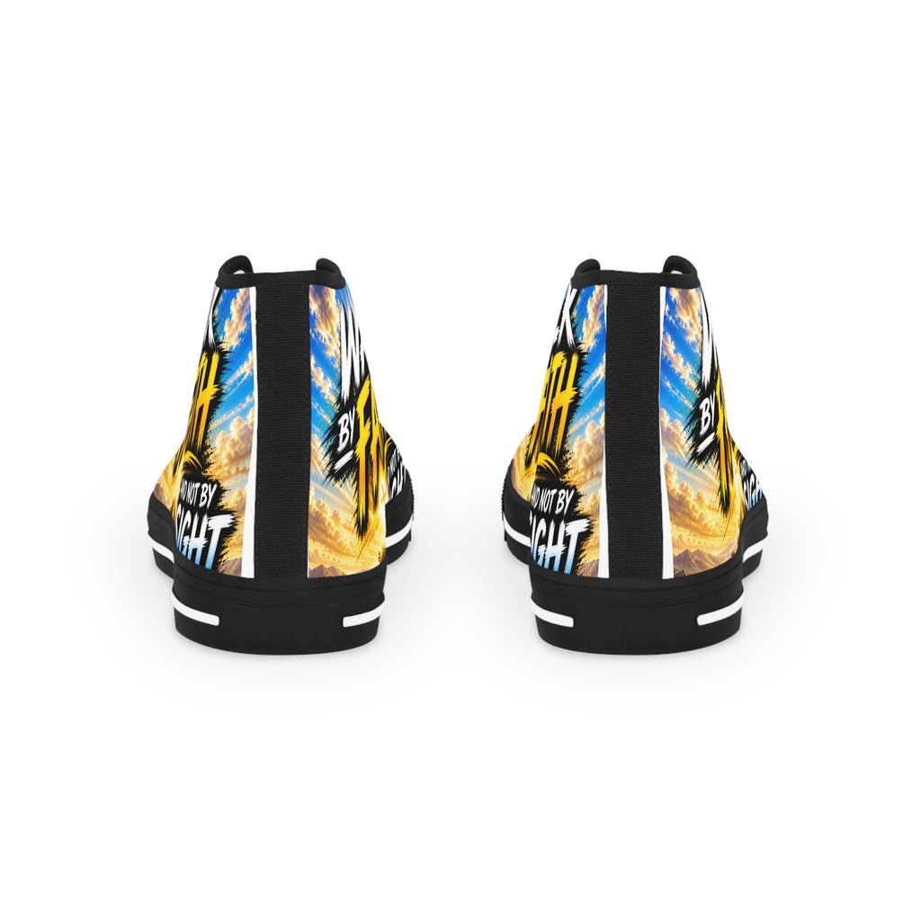Faith Walk High-Top Sneakers — "Walk By Faith" Christian Graphic Shoes