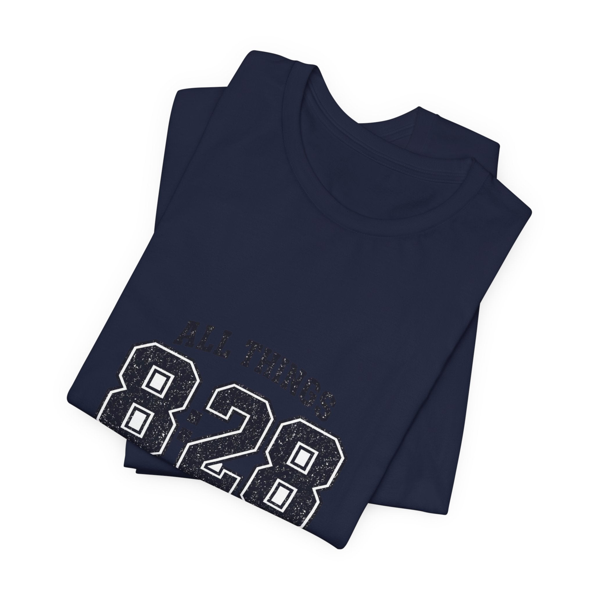 All Things 8:28 Verse Tee | Christian Streetwear, Athletic Arch Typography