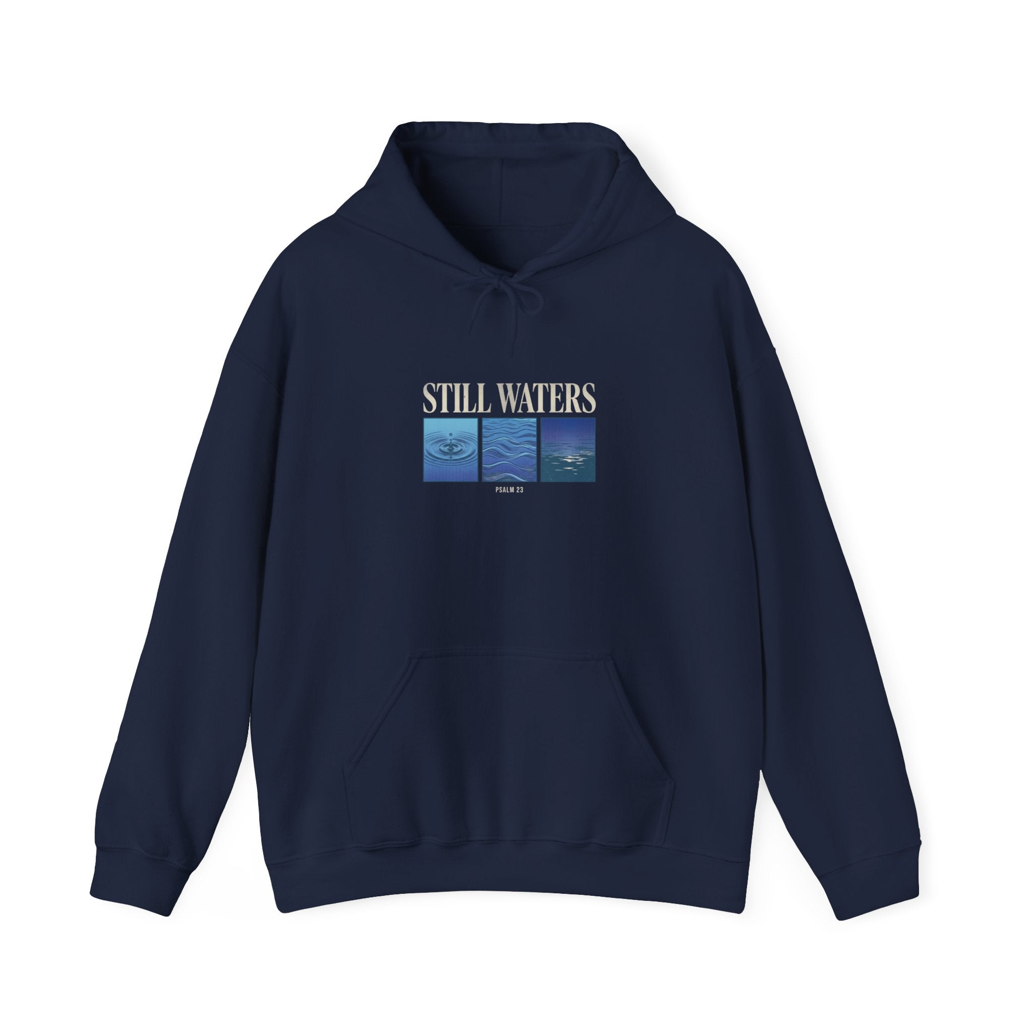 Still Waters Hoodie | Christian streetwear, vintage wash typography