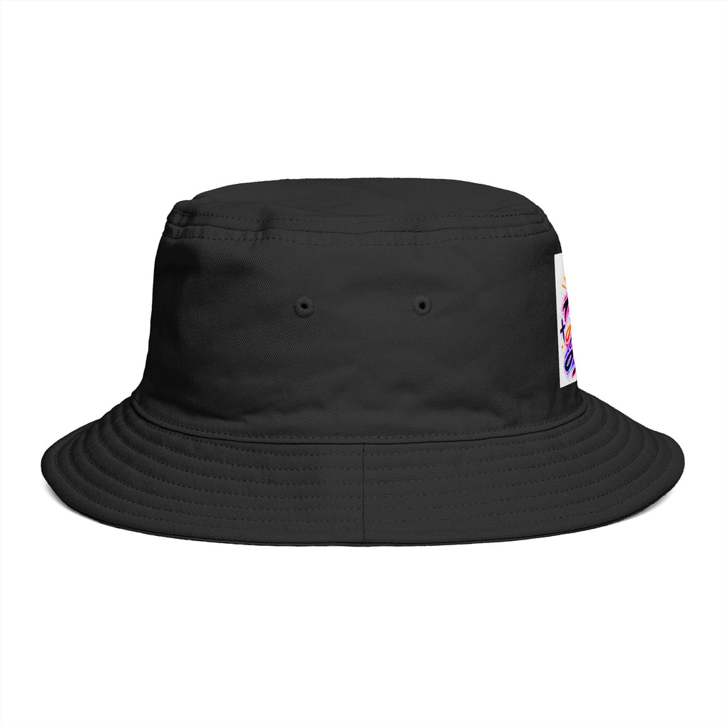 Bucket Hat — Colorful "All Out Vibes" Retro Script Patch