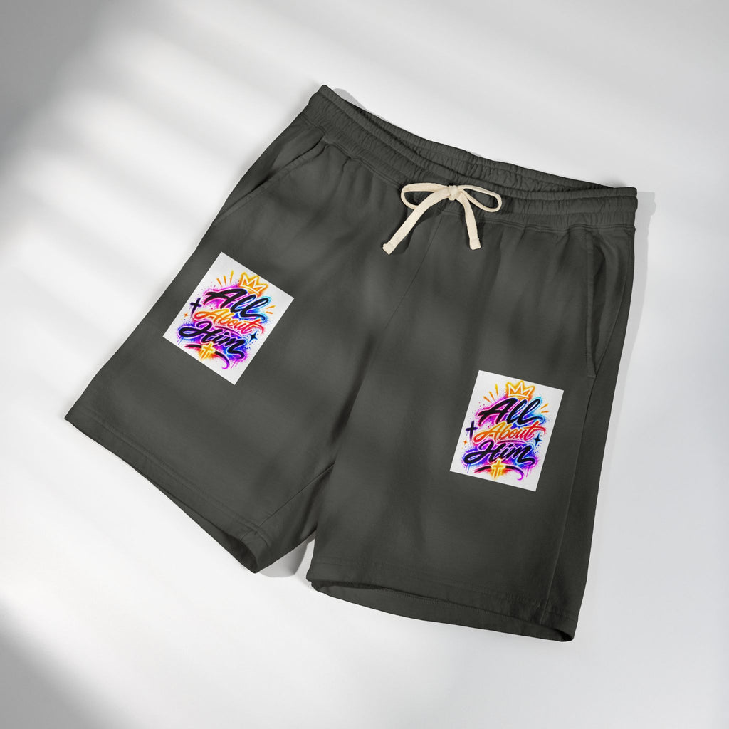 Fleece Sweat Shorts — "All The Time" Colorful Script Lounge Shorts