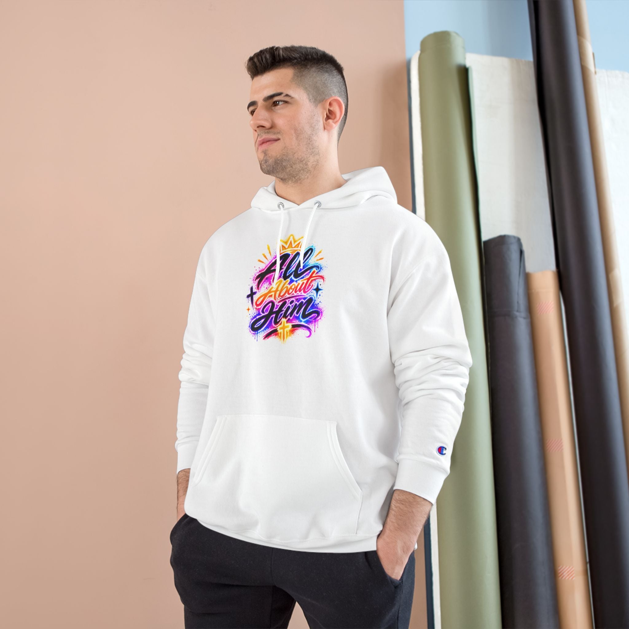 All About Him Hoodie — Christian Faith Graphic Hoodie