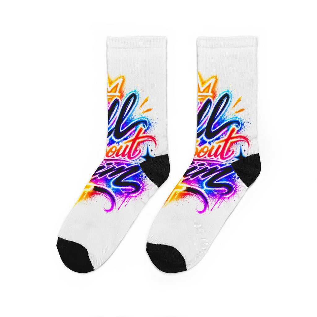 Crew Socks — Colorful Graffiti “All About You” Padded Crew Socks
