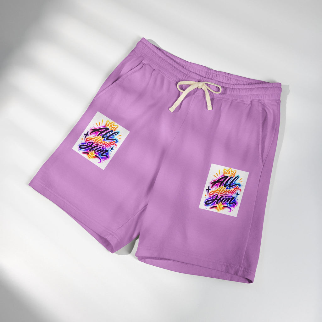 Fleece Sweat Shorts — "All The Time" Colorful Script Lounge Shorts