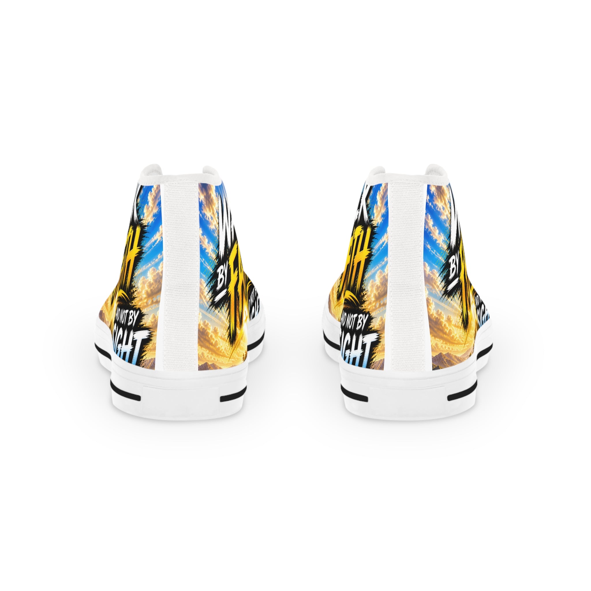 Faith Walk High-Top Sneakers — "Walk By Faith" Christian Graphic Shoes