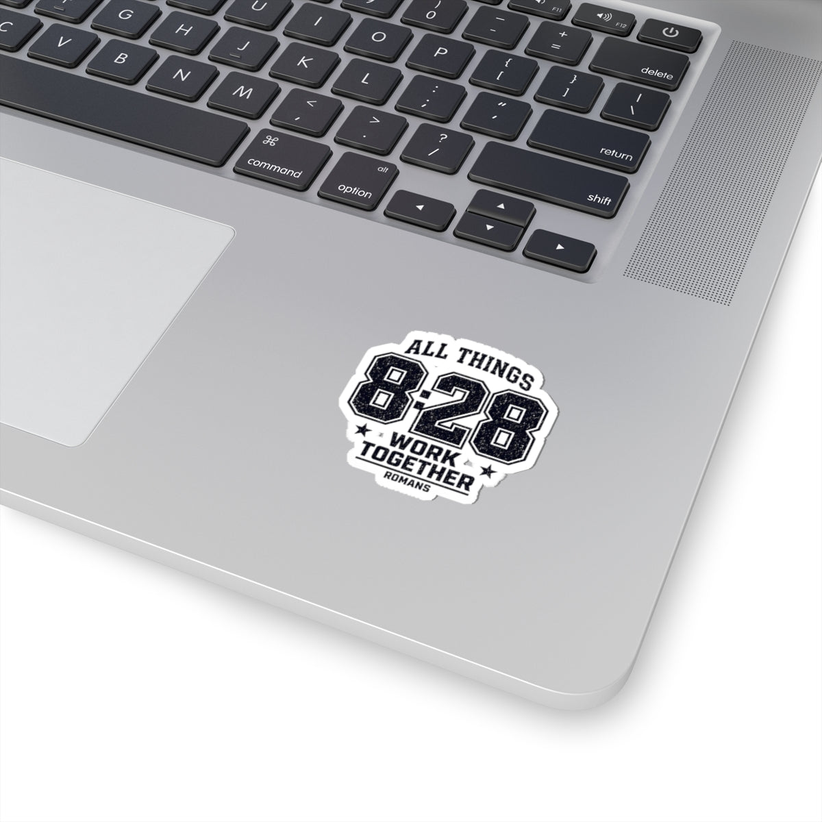 All Things 8:28 Sticker | Christian Streetwear, Athletic Arch Typography
