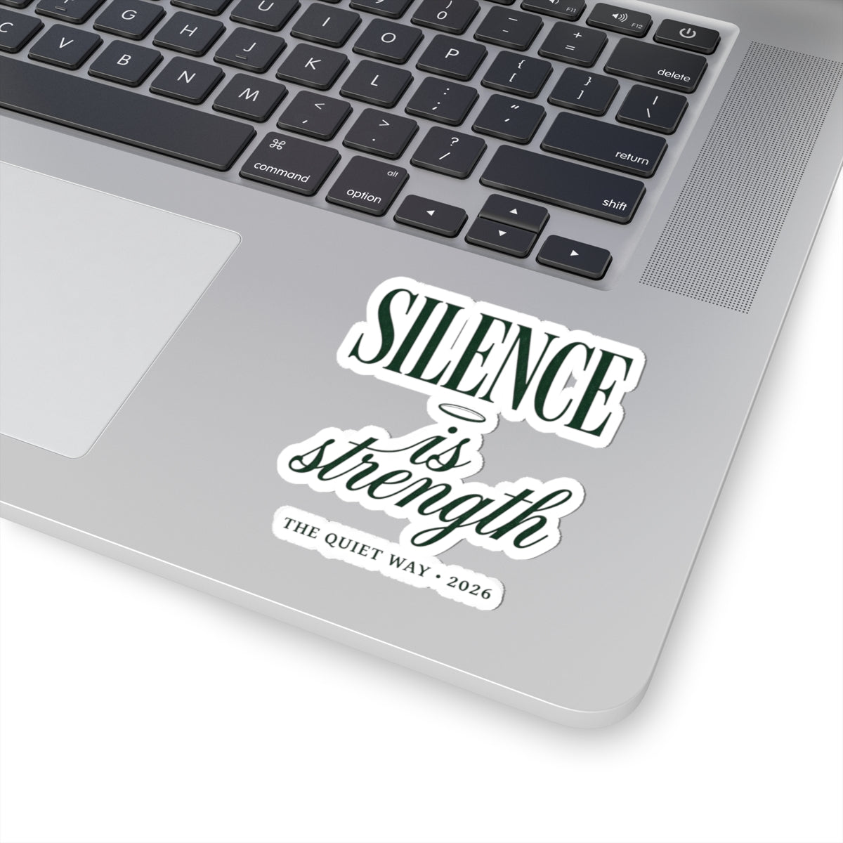 Silence Is Strength sticker | Pope‑coded minimalism, devotional typography
