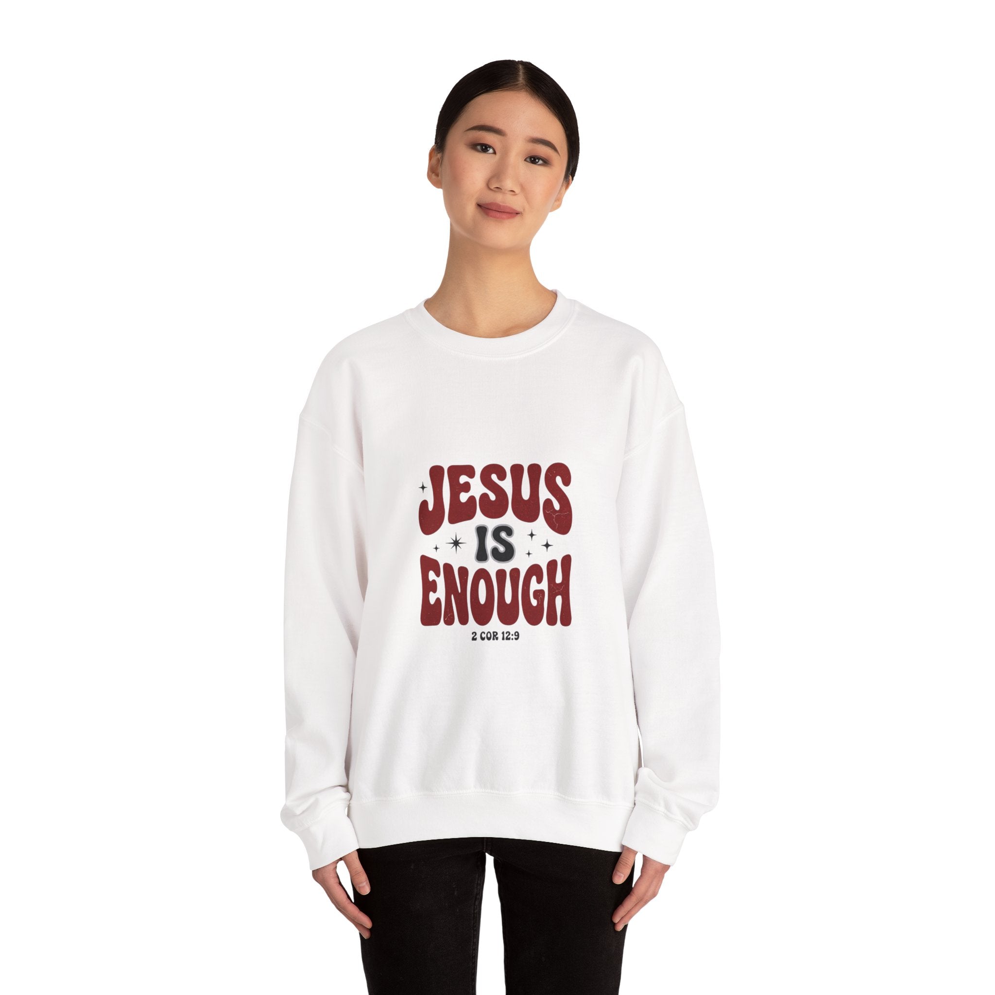 Jesus Is Enough Crewneck Sweatshirt | Christian Streetwear, Groovy Typography