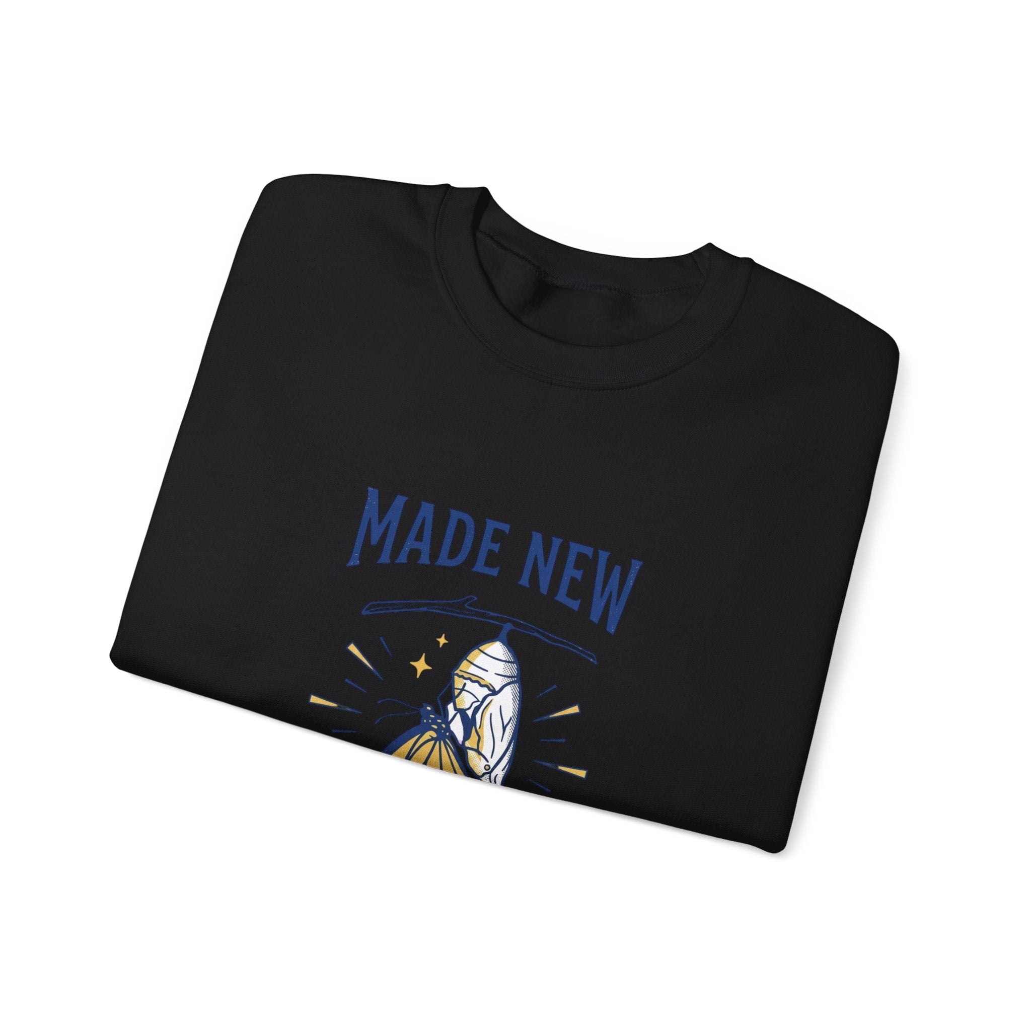 Made New Butterfly Crewneck Sweatshirt | Christian Streetwear, Vintage-Wash Typography