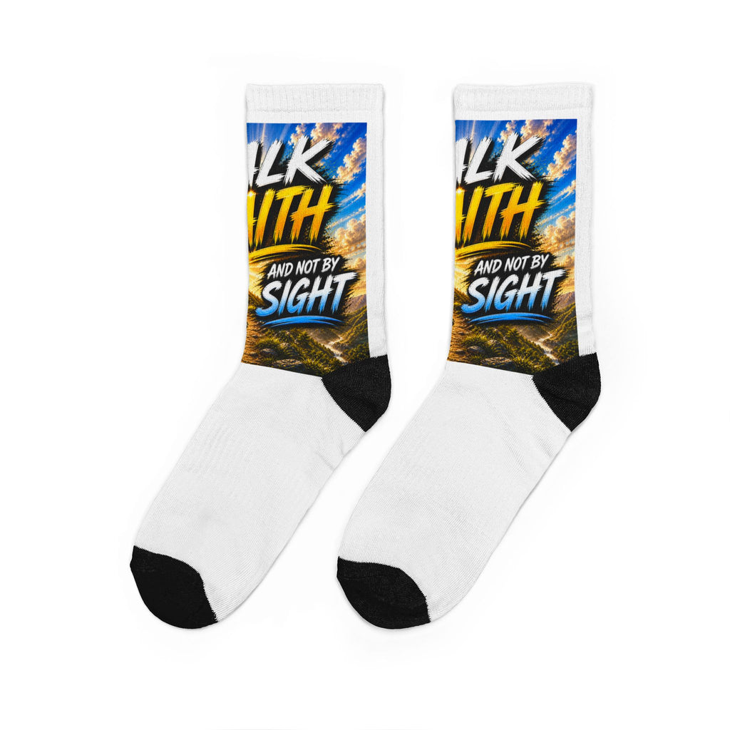 Crew Socks — "Walk by Faith and Not by Sight" Inspirational Graphic Socks