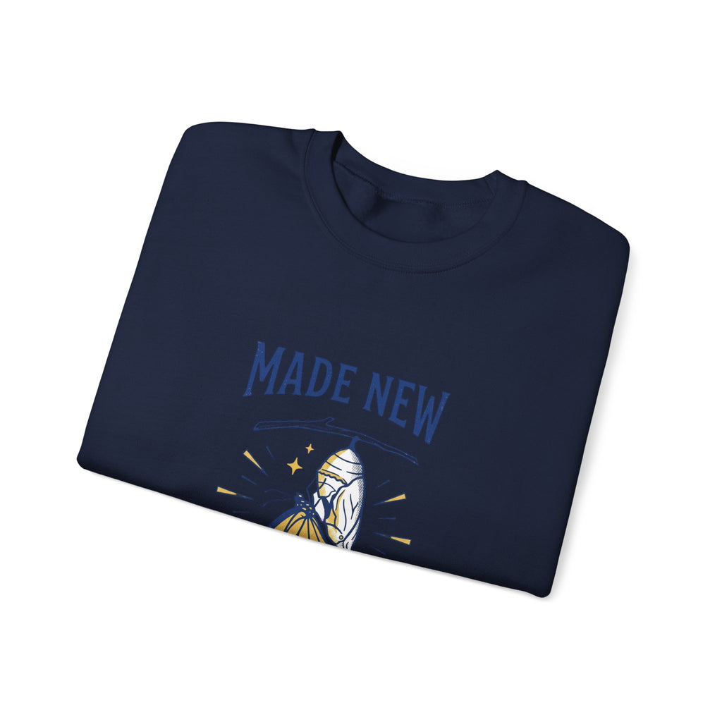 Made New Butterfly Crewneck Sweatshirt | Christian Streetwear, Vintage-Wash Typography
