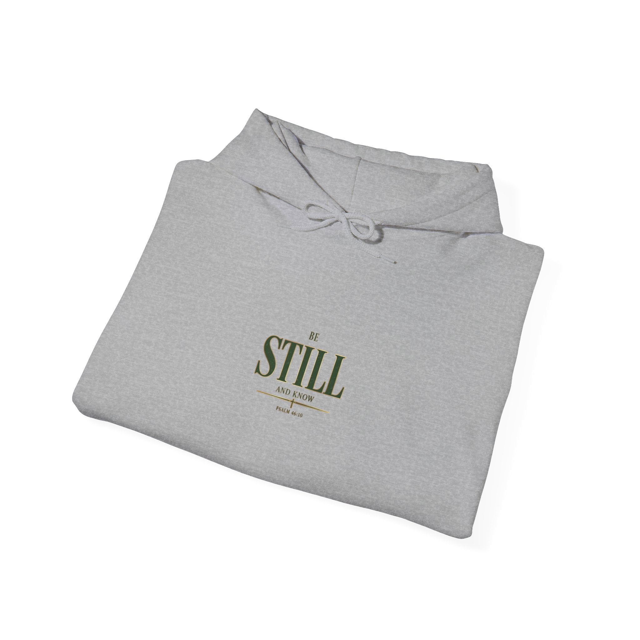 Be Still minimalist script hoodie | Christian streetwear, vintage-wash aesthetic