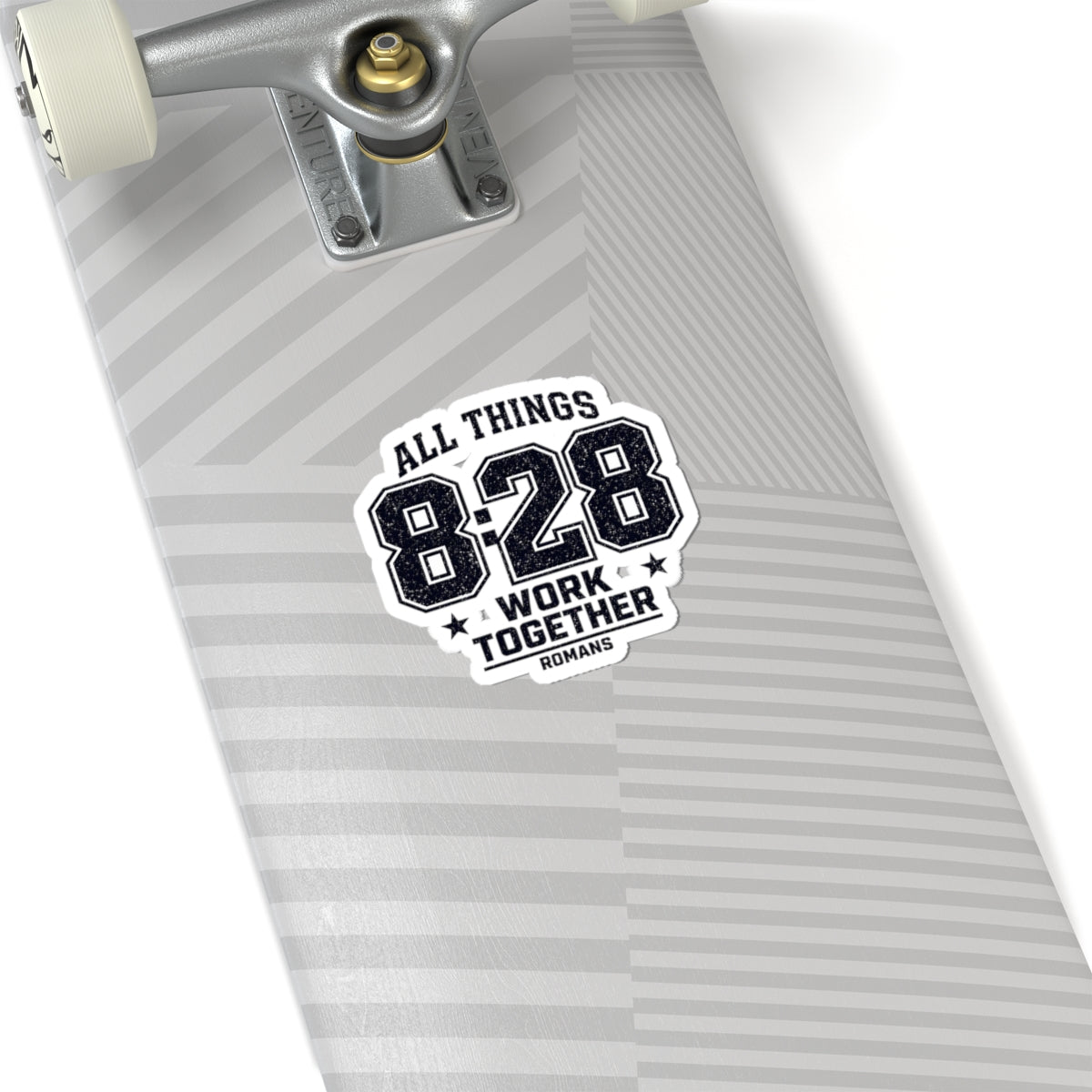 All Things 8:28 Sticker | Christian Streetwear, Athletic Arch Typography