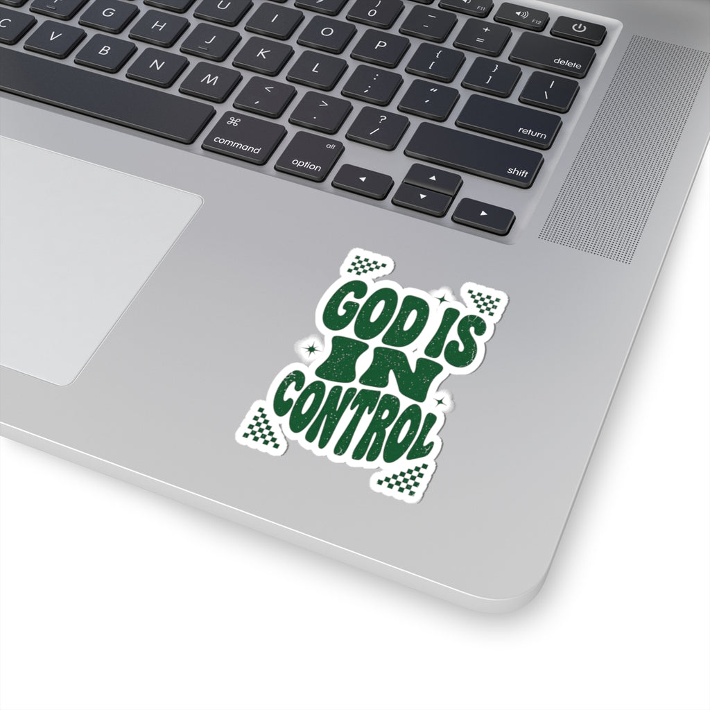 God Is In Control Kiss-Cut Sticker | Christian Streetwear, Groovy Script
