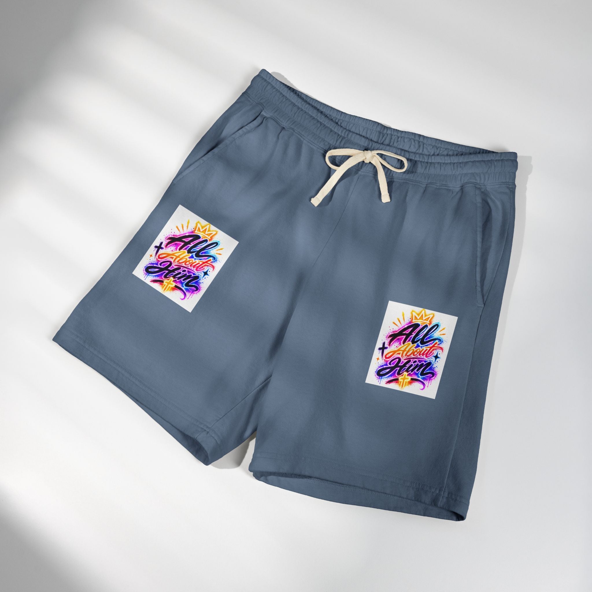 Fleece Sweat Shorts — "All The Time" Colorful Script Lounge Shorts