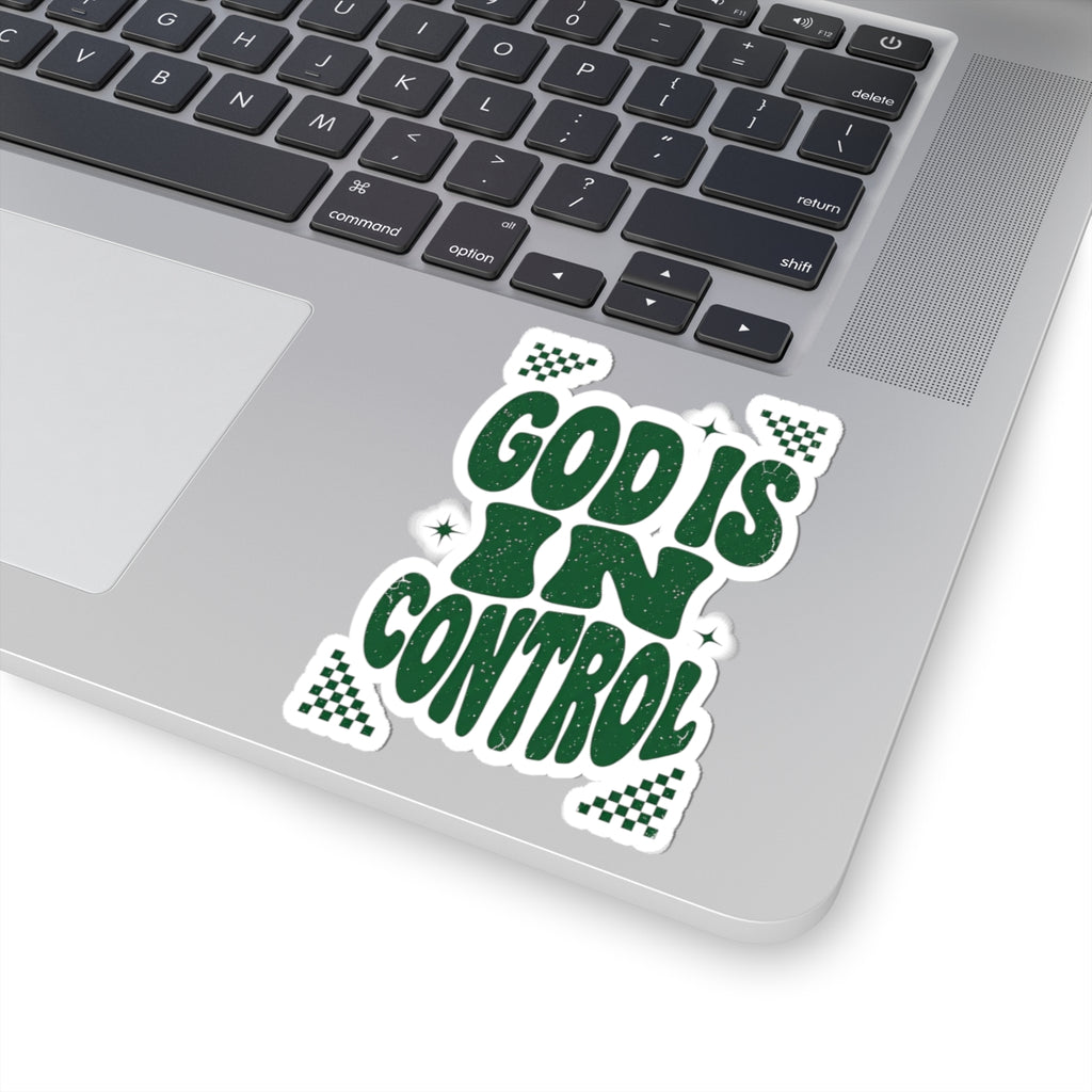 God Is In Control Kiss-Cut Sticker | Christian Streetwear, Groovy Script