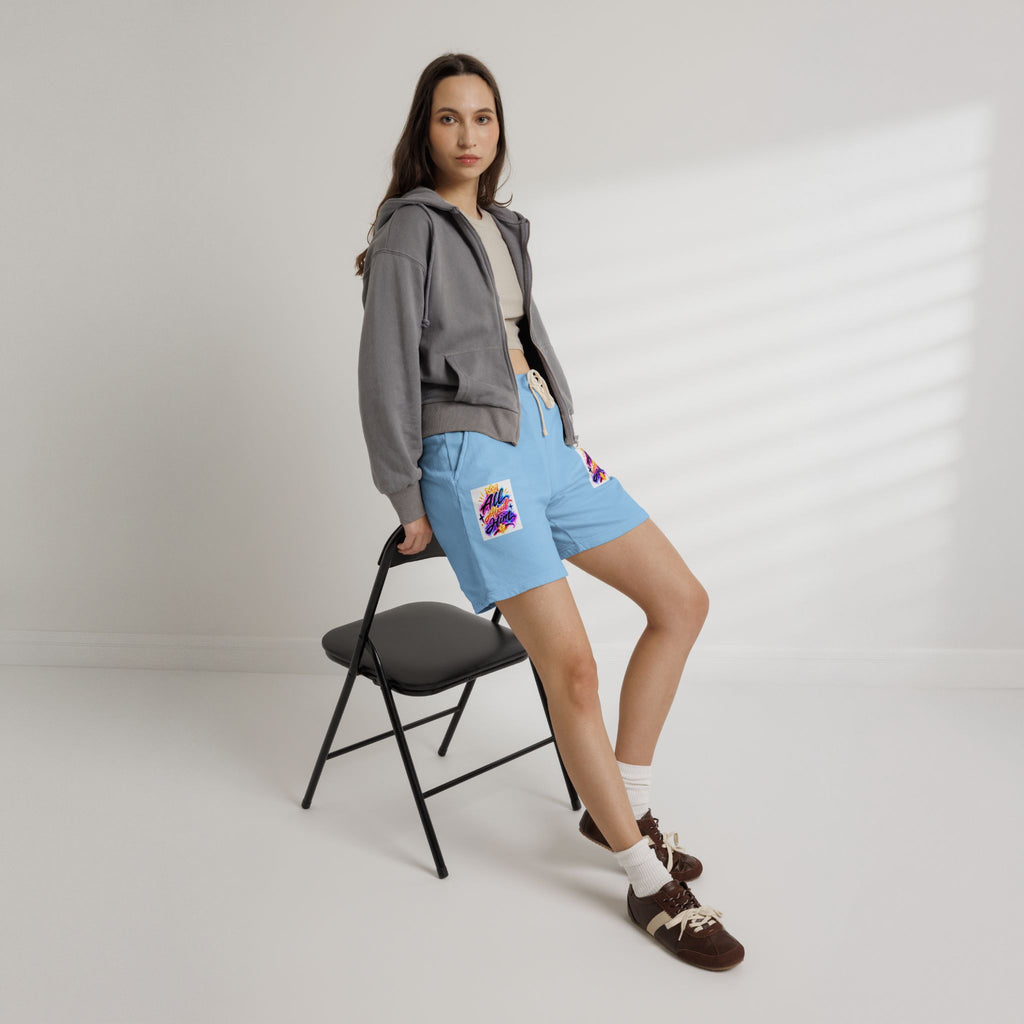 Fleece Sweat Shorts — "All The Time" Colorful Script Lounge Shorts
