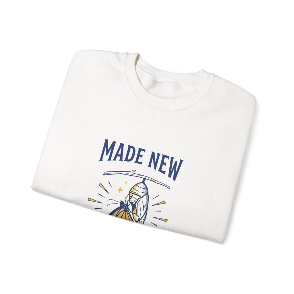 Made New Butterfly Crewneck Sweatshirt | Christian Streetwear, Vintage-Wash Typography